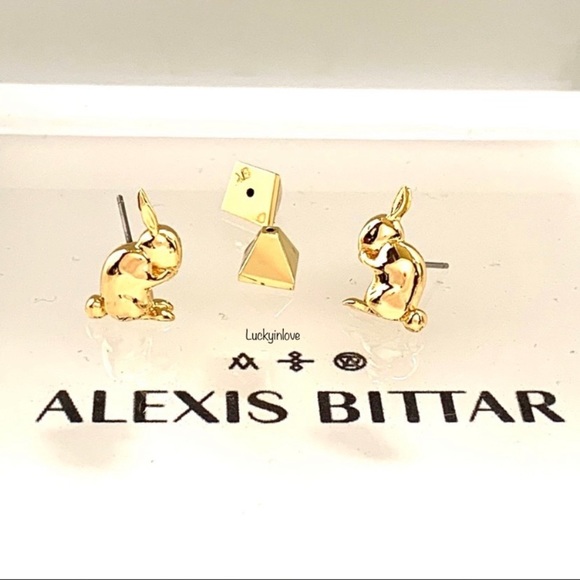 Alexis Bittar New Gold Hare Bunny Sculpted Woodland Animals Small Stud Earrings - Picture 15 of 16
